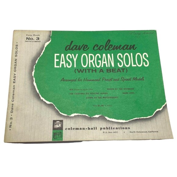 Dave Coleman Easy Organ Solos Book With A Beat #3 Hammond Preset & Spinet Models - Picture 7 of 7